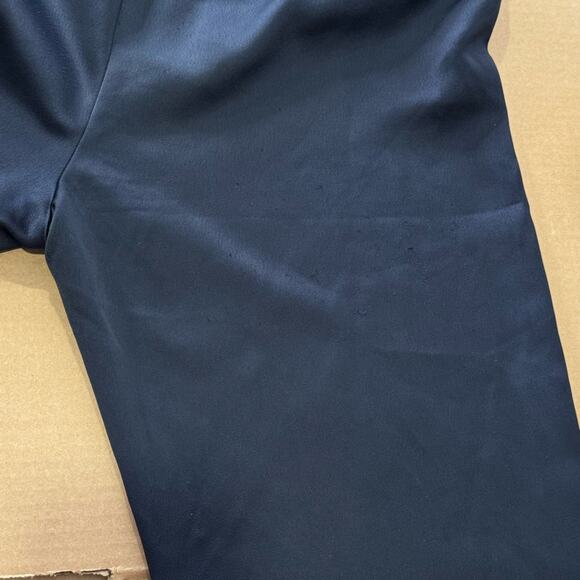 Theory Satin Classic Career Straight Leg Mid Rise Trouser Pants Mavy - Picture 13 of 14